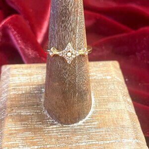 Dainty Gold Crown Ring with Cubic Zirconia Accents Size: 6